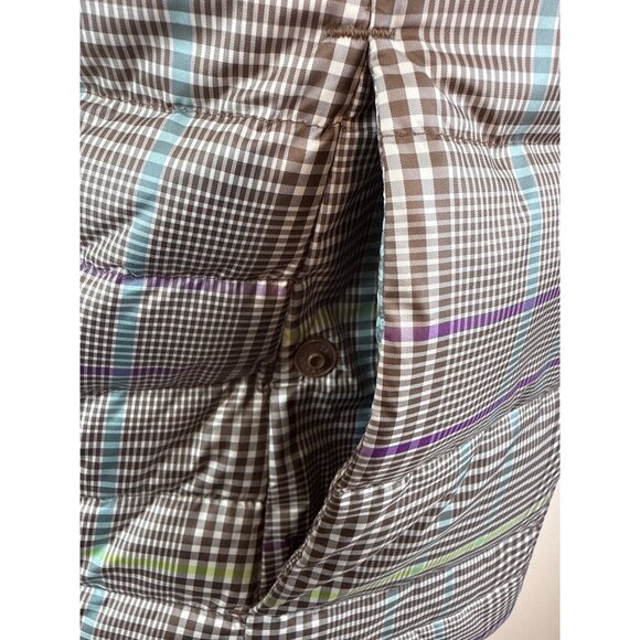 Lands End Women's Brown Plaid Puffer and Turtleneck Down Vest Sz S - New - Picture 5 of 8